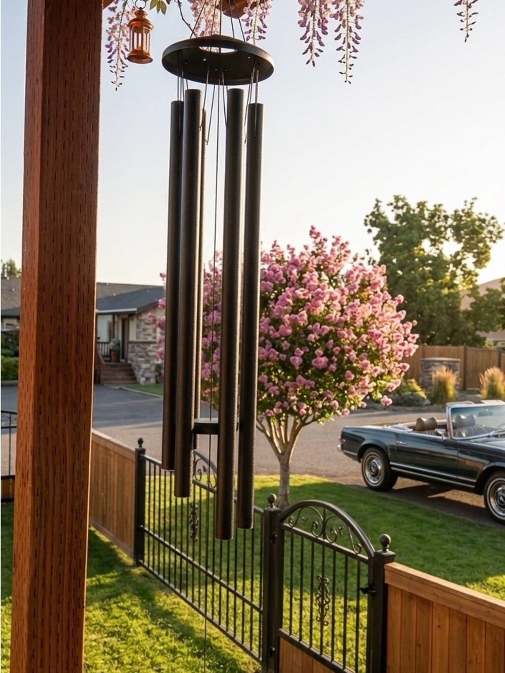 New Deep toned, Outdoor Metal Wind Chime - Black